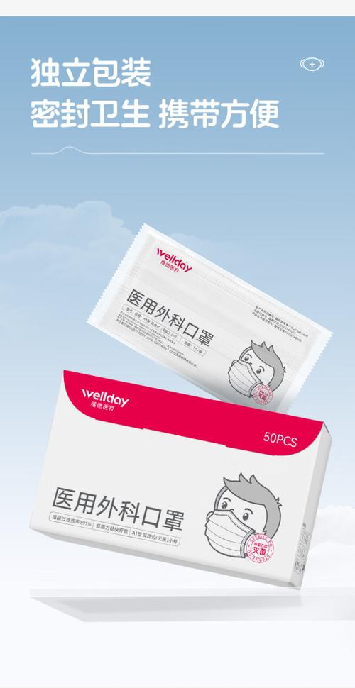 维德一次性医用外科口罩白色50只